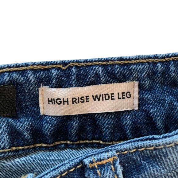 BCBGeneration High Rise Wide Leg Jeans Distressed Frayed Hem Women's 3 26 - Picture 9 of 11